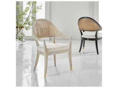 Modern History Home Lyon Ash Wood Beige Upholstered Arm Dining Chair MHHMH1027F03
