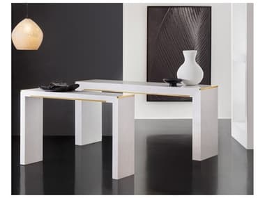 Modern History Home Mirage Rectangular White Lacewood Console Table MHHMH1188F02