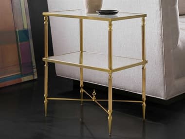Modern History Home Rectangular Glass Pvd Brass End Table MHHMH1189F01