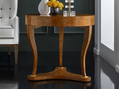 Modern History Home Burl Round Wood Gold Leaf End Table MHHMH1202F01