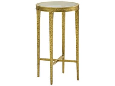 Modern History Home Texture Round Glass Antique Brass End Table MHHMH1203F03