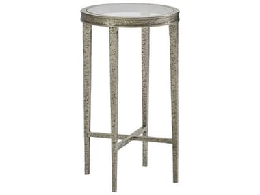 Modern History Home Texture Round Glass Antique Silver End Table MHHMH1203F04