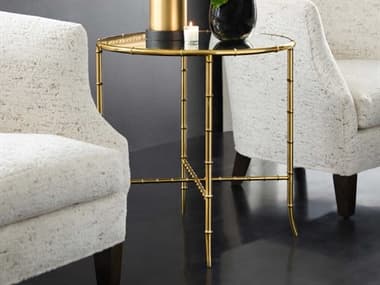 Modern History Home Round Mirror Pvd Brass End Table MHHMH1214F01