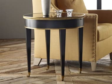 Modern History Home Tuxedo Round Mirror Ebony End Table MHHMH471F01