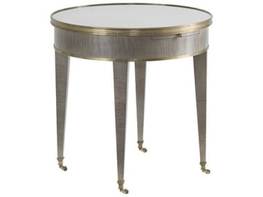 Modern History Home Tuxedo Round Mirror Grey Sycamore End Table MHHMH471F02