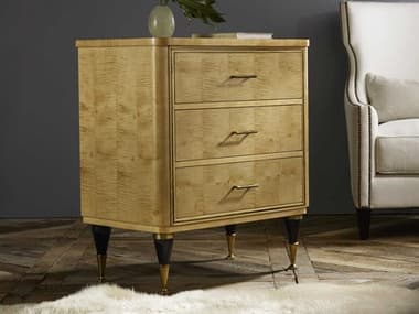 Modern History Home Mid-century 3-Drawers Beige Sycamore Wood Nightstand MHHMH484F01