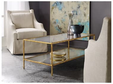 Modern History Home Organic Rectangular Mirror Gold Leaf Coffee Table MHHMH748F01