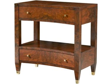 Modern History Home Concave 2-Drawers Brown Walnut Wood Nightstand MHHMH964F02