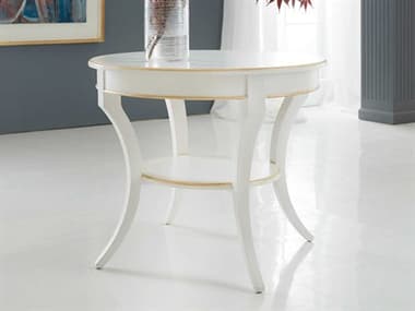 Modern History Home Covington Round Wood Brushed White Painted End Table MHHMH985F01