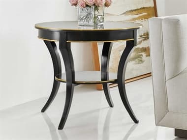 Modern History Home Covington Round Wood Ebony Painted End Table MHHMH985F02