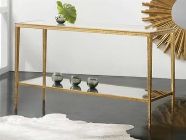 Modern History Home Sculpture Rectangular Glass Antique Brass Console Table MHHMH997F03