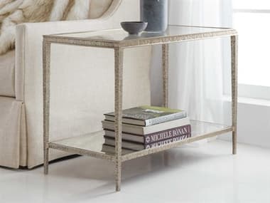 Modern History Home Sculpture Rectangular Glass Antique Aluminum End Table MHHMH998F04