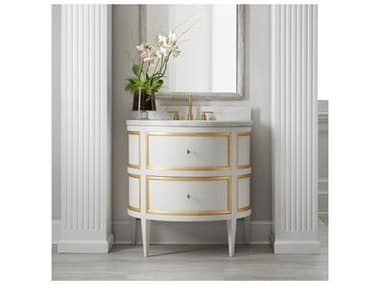 Modern History Home Covington Antique White Painted Gold Leaf Vanity MHHMHV004