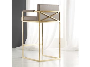 Modern History Home X Satin Brass Upholstered Bar Stool MHHMHX52F01