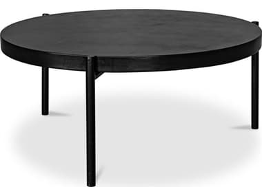 Moe's Home Outdoor Mendez Black Concrete Steel Round Coffee Table MHOBQ100902