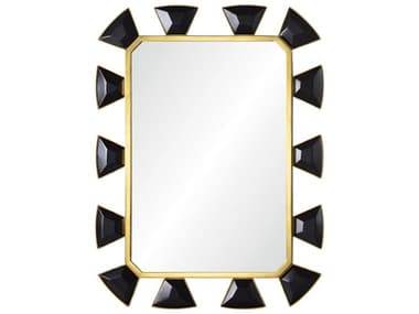 Mirror Home Celerie Kemble Black Leather Burnished Brass Rectangular Wall Mirror MIHCK1102