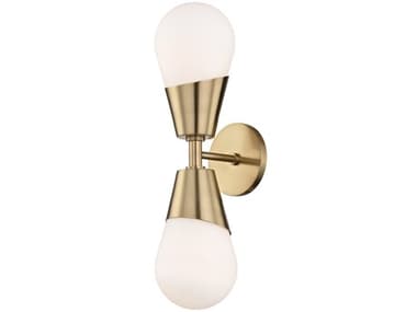 Mitzi Cora 19" Tall 2-Light Aged Brass Glass Wall Sconce MITH101102AGB