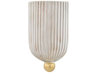 Mitzi Amira 1-Light Aged Brass Ceramic Fluted Cream Wall Sconce MITH1056101AGBCFC
