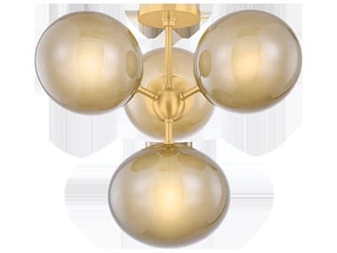 Mitzi Zaley 4-Light Aged Brass Semi Flush Mount MITH1073604AGB