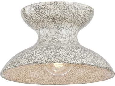 Mitzi Carina 1-Light Aged Brass Ceramic Belgian Crackle Flush Mount MITH1074501AGBCBC