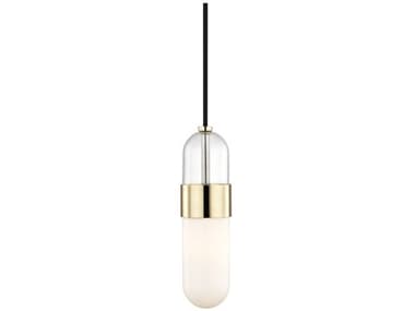 Mitzi Emilia 4" 1-Light Polished Brass Glass LED Cylinder Mini Pendant MITH126701PB