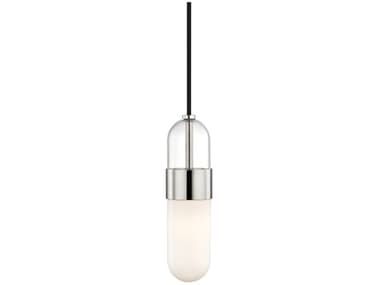 Mitzi Emilia 4" 1-Light Polished Nickel Glass LED Cylinder Mini Pendant MITH126701PN
