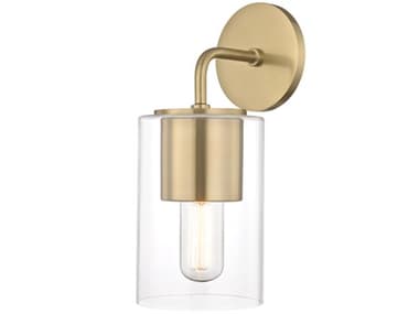 Mitzi Lula 12" Tall 1-Light Aged Brass Clear Glass Wall Sconce MITH135101AGB