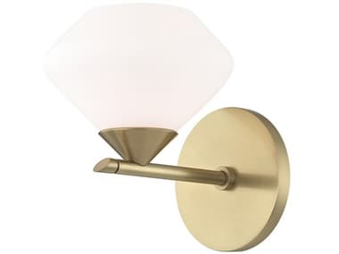 Mitzi Valerie 7" Tall 1-Light Aged Brass Glass Wall Sconce MITH136301AGB