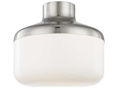 Mitzi Livvy 1-Light Polished Nickel White Glass Drum Flush Mount MITH144501LPN