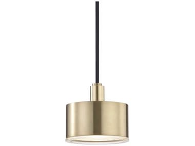 Mitzi Nora 5" 1-Light Aged Brass Clear Glass LED Drum Mini Pendant MITH159701AGB