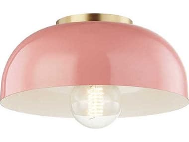 Mitzi Avery 11" 1-Light Aged Brass Pink Dome Flush Mount MITH199501SAGBPK