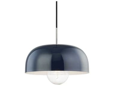 Mitzi Avery 14" 1-Light Polished Nickel Navy Blue Dome Pendant MITH199701LPNNVY