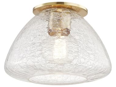 Mitzi Maya 9" 1-Light Aged Brass Glass Flush Mount MITH216501SAGB
