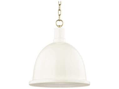 Mitzi Blair 16" 1-Light Aged Brass Cream Dome Pendant MITH238701LAGBCR