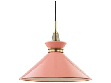 Mitzi Kiki 18" 1-Light Aged Brass Pink Pendant MITH251701LAGBPK
