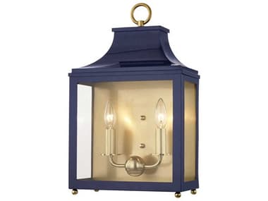 Mitzi Leigh 18" Tall 2-Light Aged Brass Navy Blue Glass Wall Sconce MITH259102AGBNVY