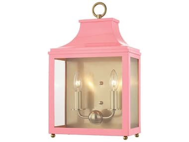 Mitzi Leigh 18" Tall 2-Light Aged Brass Pink Glass Wall Sconce MITH259102AGBPK