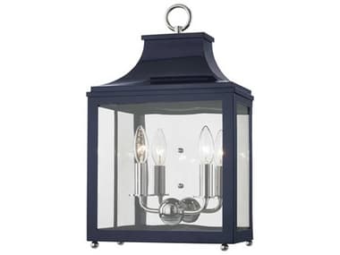 Mitzi Leigh 18" Tall 2-Light Polished Nickel Navy Blue Glass Wall Sconce MITH259102PNNVY