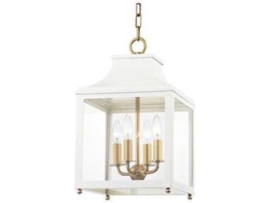 Mitzi Leigh 11" Wide 4-Light Aged Brass Soft Off White Glass Candelabra Lantern Chandelier MITH259704SAGBWH