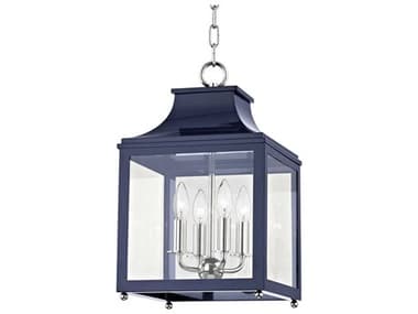 Mitzi Leigh 11" Wide 4-Light Polished Nickel Navy Blue Glass Candelabra Lantern Chandelier MITH259704SPNNVY