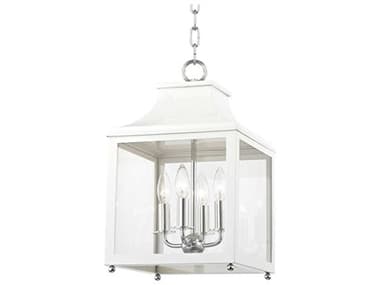 Mitzi Leigh 11" Wide 4-Light Polished Nickel White Glass Candelabra Lantern Chandelier MITH259704SPNWH
