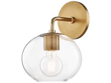 Mitzi Margot 11" Tall 1-Light Aged Brass Glass Wall Sconce MITH270101AGB