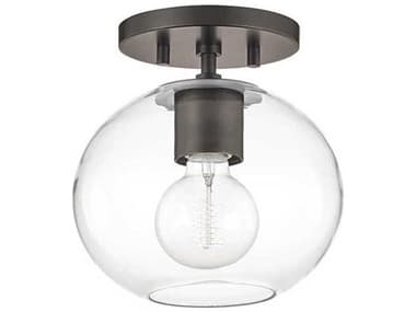 Mitzi Margot 8" 1-Light Old Bronze Glass Globe Semi Flush Mount MITH270601OB
