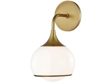 Mitzi Reese 12" Tall 1-Light Aged Brass Glass Wall Sconce MITH281301AGB