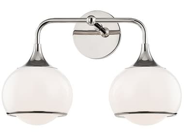 Mitzi Reese 16" Wide 2-Light Polished Nickel Glass Vanity Light MITH281302PN