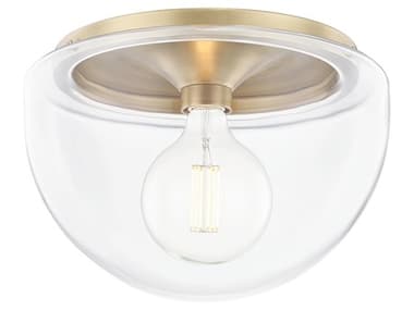 Mitzi Grace 13" 1-Light Aged Brass Glass Dome Flush Mount MITH284501LAGB