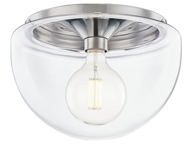 Mitzi Grace 13" 1-Light Polished Nickel Glass Dome Flush Mount MITH284501LPN