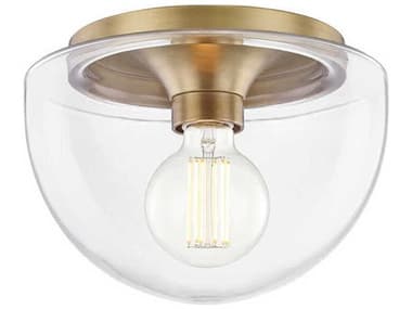 Mitzi Grace 10" 1-Light Aged Brass Glass Dome Flush Mount MITH284501SAGB