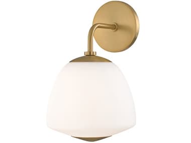 Mitzi Jane 12" Tall 1-Light Aged Brass Glass Wall Sconce MITH288101AGB