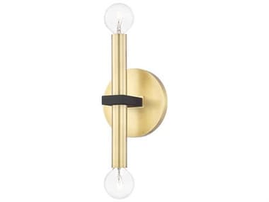 Mitzi Colette 12" Tall 2-Light Aged Brass Black Wall Sconce MITH296102AGBBK
